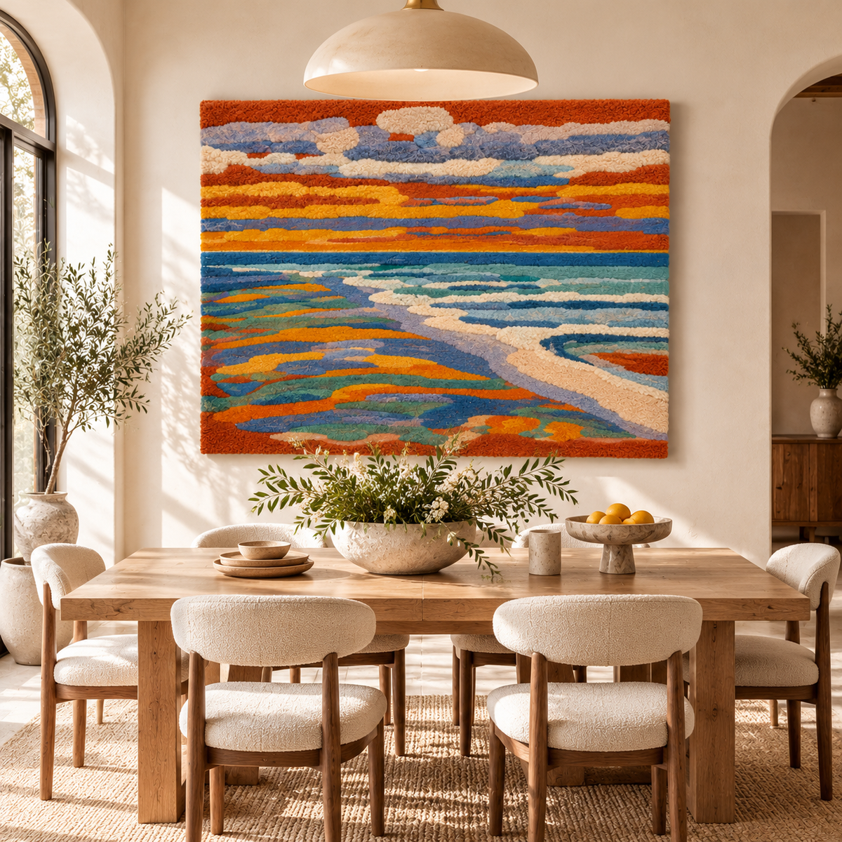 View from the Dunes with Beach and Piers, Domburg after Piet Mondrian — room setting
