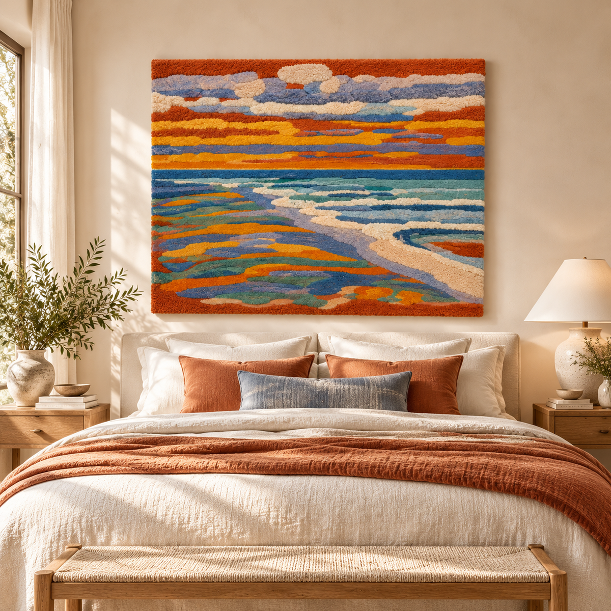 View from the Dunes with Beach and Piers, Domburg after Piet Mondrian — room setting