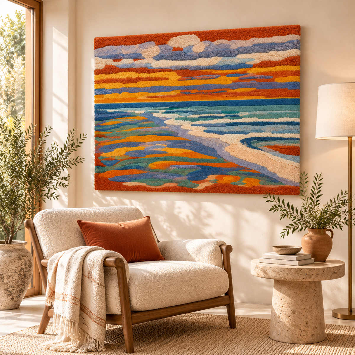 View from the Dunes with Beach and Piers, Domburg after Piet Mondrian — room setting