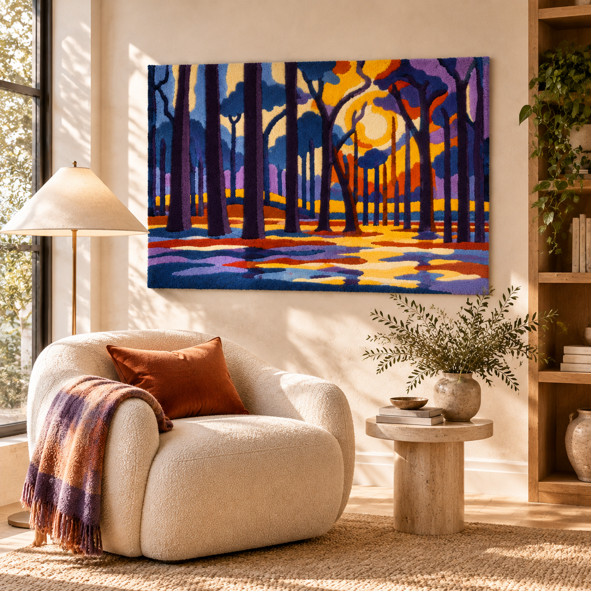 Woods near Oele after Piet Mondrian — room setting