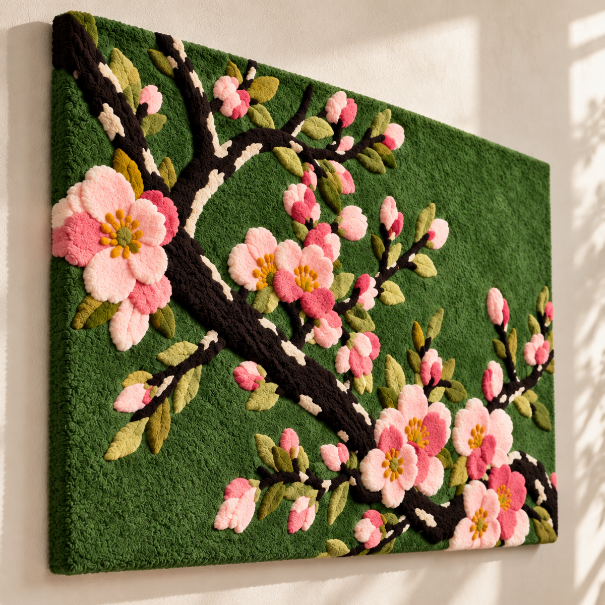 Pink Blossom Bough by Hewn Earth Studio — angled relief view