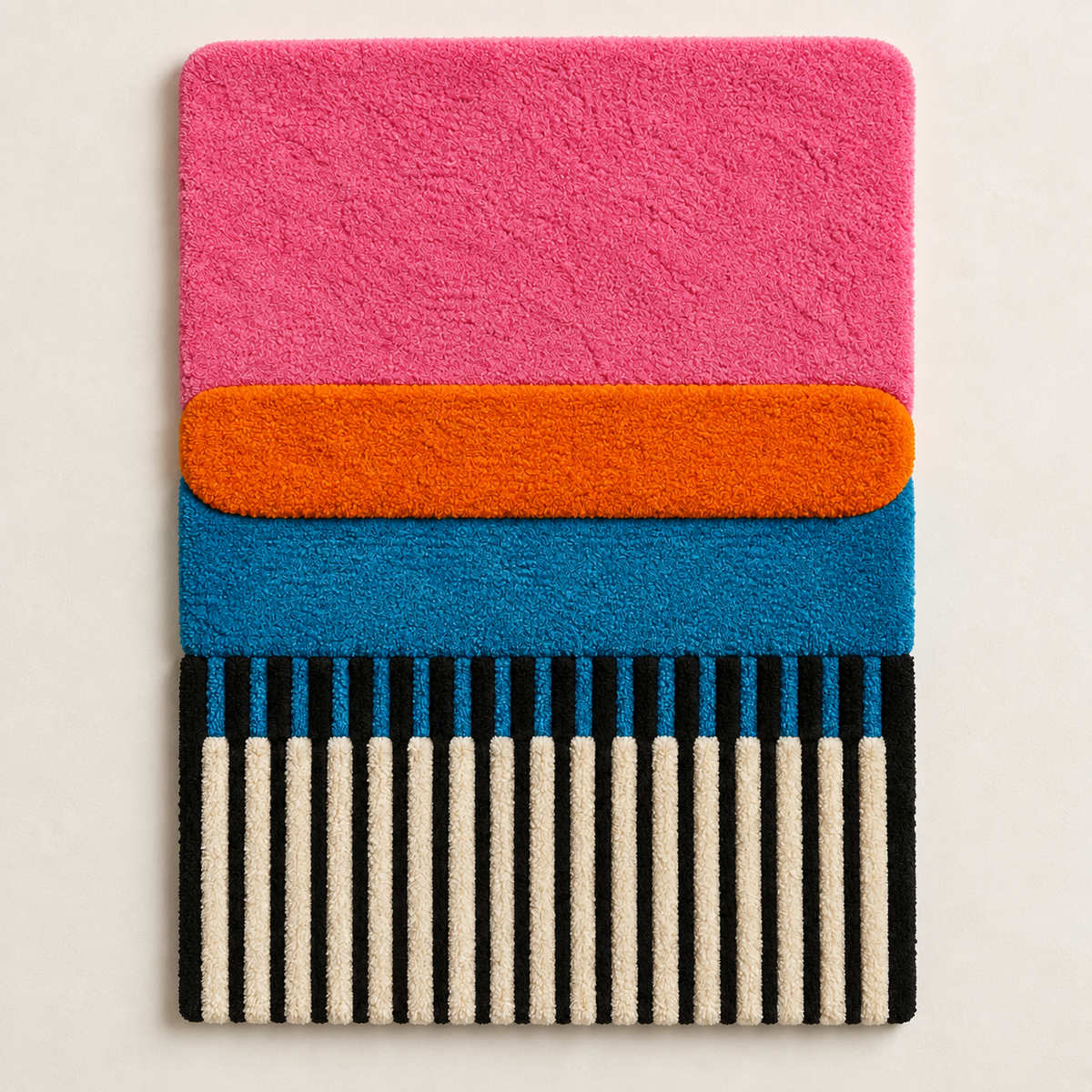 Pink Citrus Stripe Cadence wall art by Hewn Earth featuring vibrant pink, orange, and white citrus stripe design.