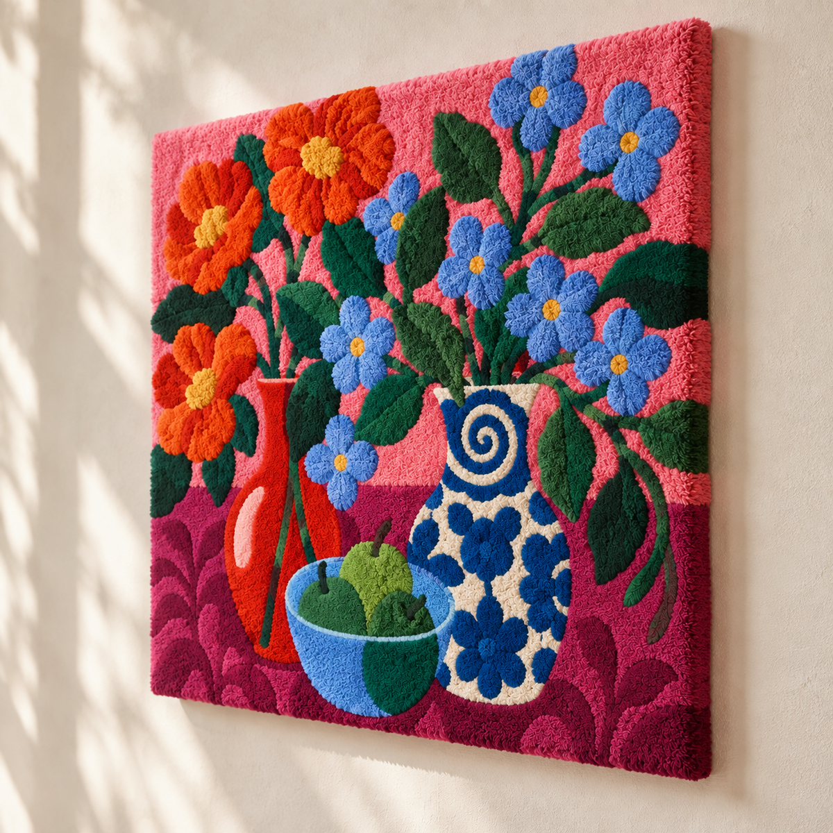 Pink Room Posies — angled relief view