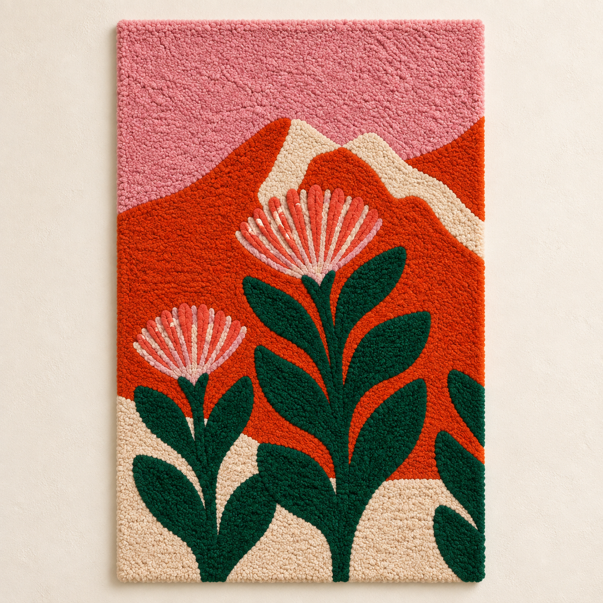 Pink Thistles Below the Summit wall art by Hewn Earth featuring vibrant pink floral design on a neutral background.