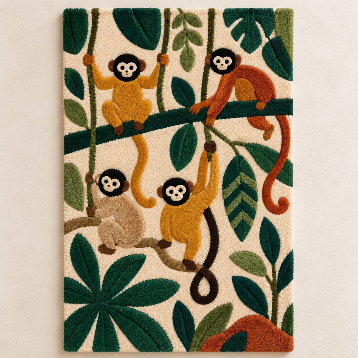 Colorful Playful Canopy Monkeys wall art by Hewn Earth featuring vibrant monkey illustrations for children's room decor.
