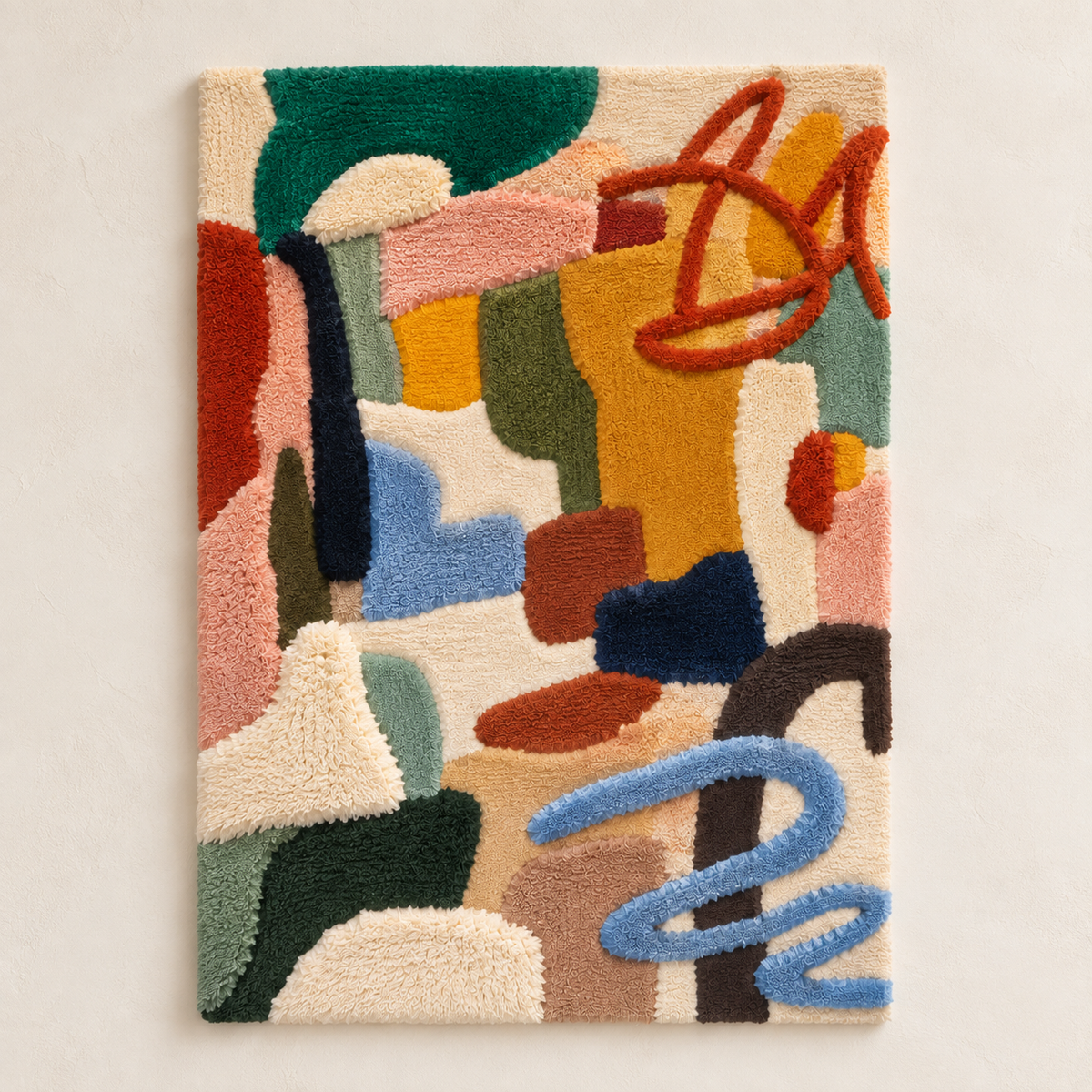 Hewn Earth wall art titled Playful Ochre Scribbles featuring vibrant ochre brushstrokes on a light background.
