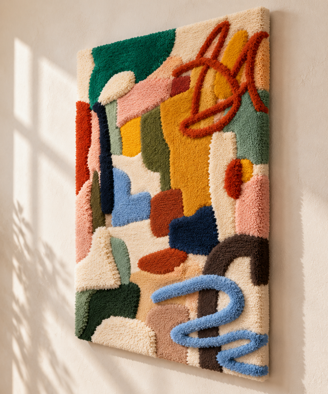 Playful Ochre Scribbles — angled relief view