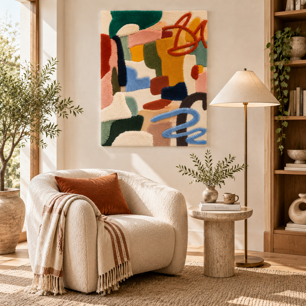 Playful Ochre Scribbles — room setting 1