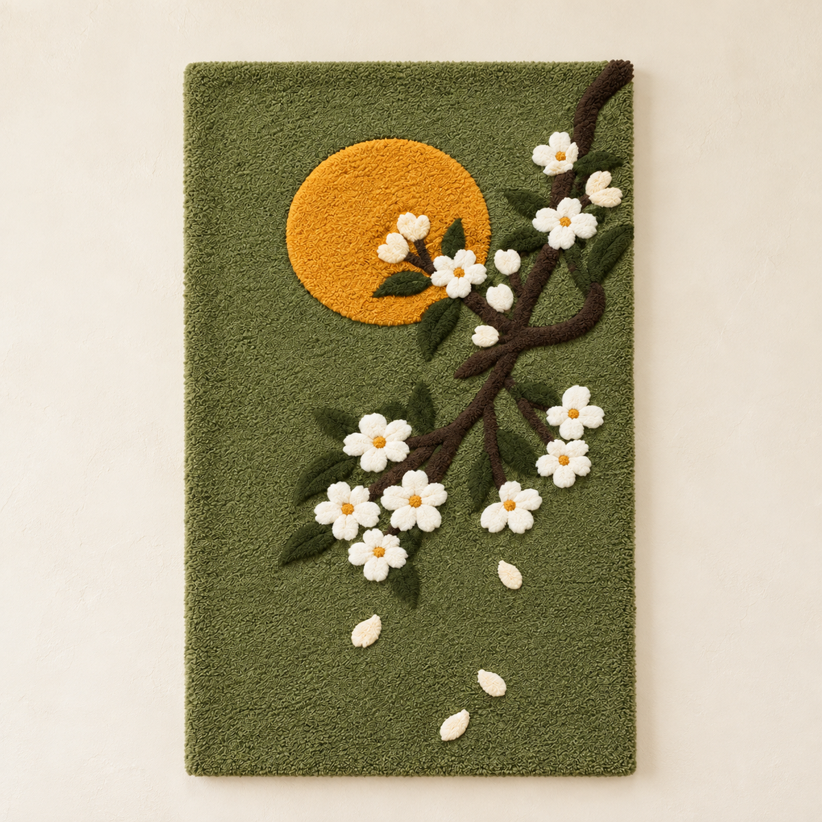 Hewn Earth Plum Blossom Moon wall art featuring a delicate plum blossom design with a glowing moon backdrop, ideal for wall decor.