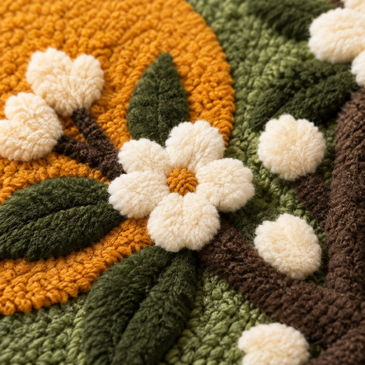 Plum Blossom Moon — tufted wool texture detail
