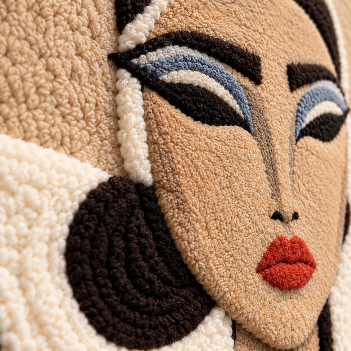Close-up of Hewn Earth Polka Dot Couture Portrait wall art, showing vibrant polka dot patterns and artistic details.