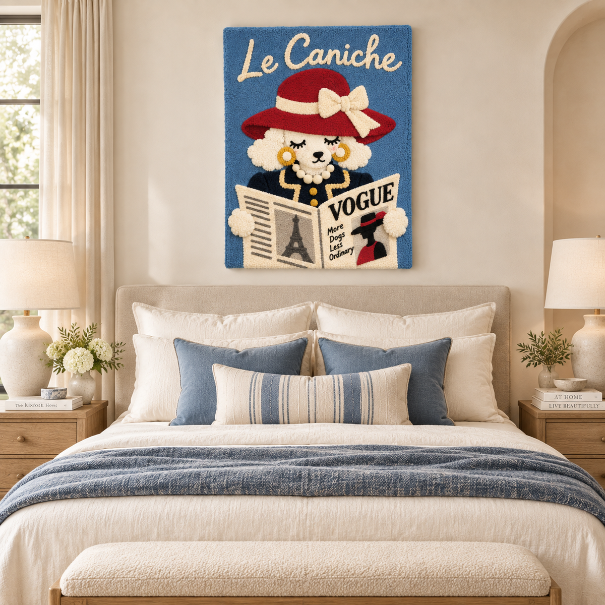 Poodle Reads the Fashion Pages — room setting
