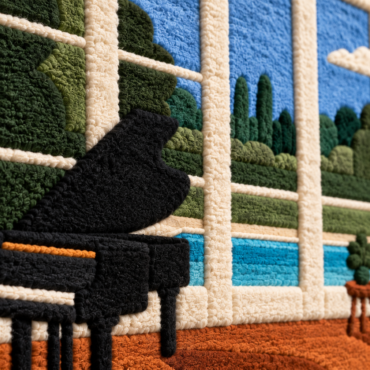 Poolside Piano — tufted wool texture detail