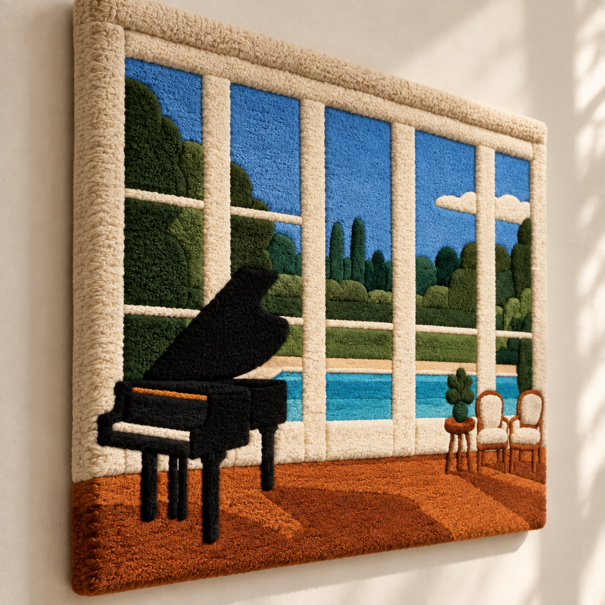 Poolside Piano — angled relief view