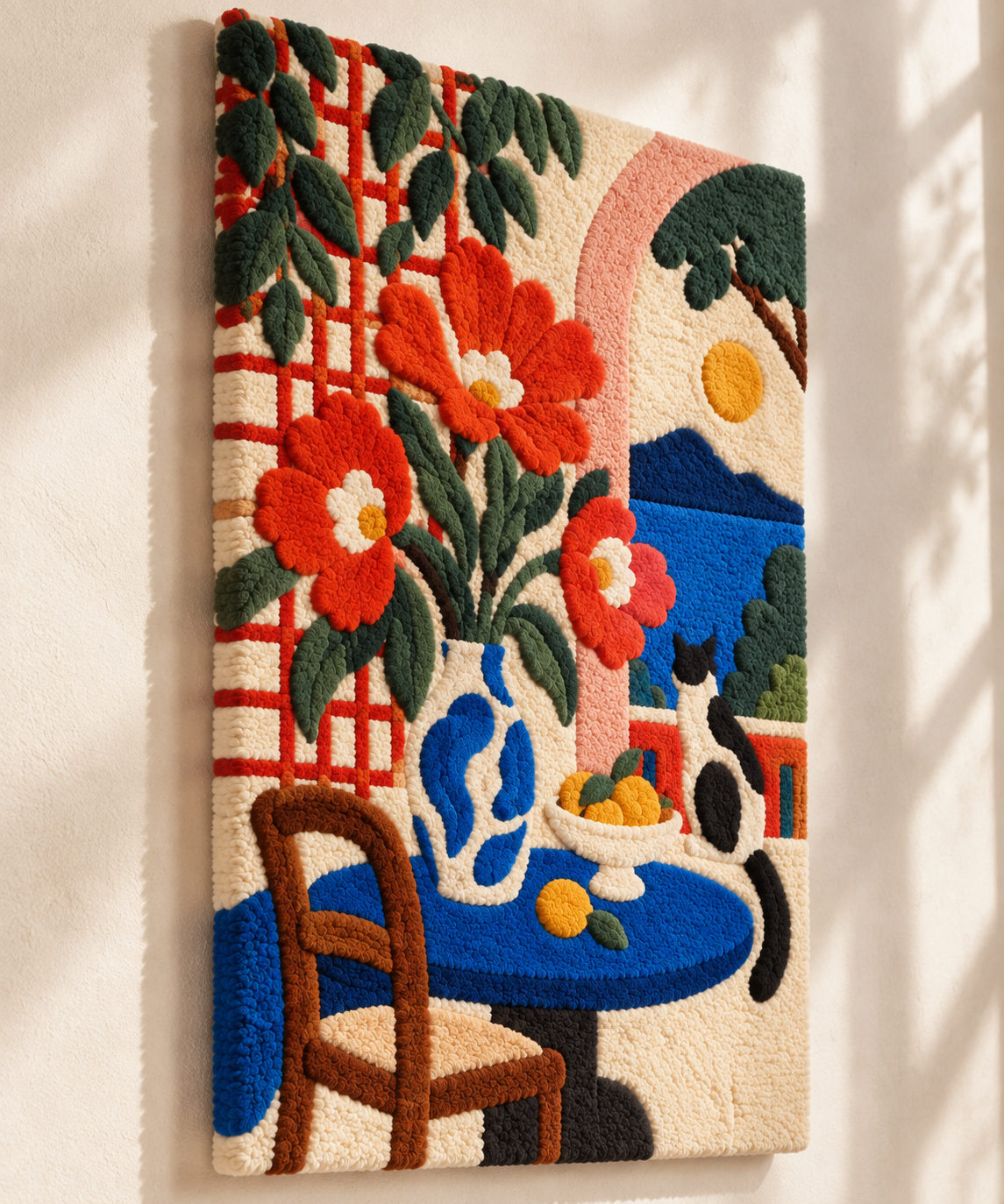 Poppies Above the Blue Bay — angled relief view
