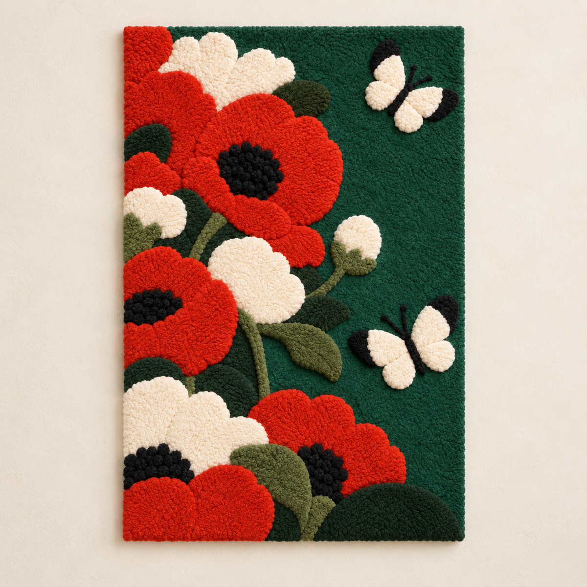 Poppies and Ivory Butterflies — front product view [product-light]