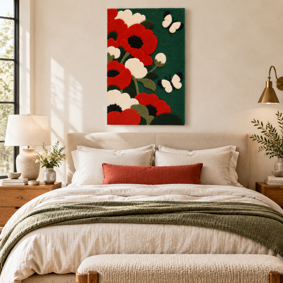 Poppies and Ivory Butterflies — room setting 1