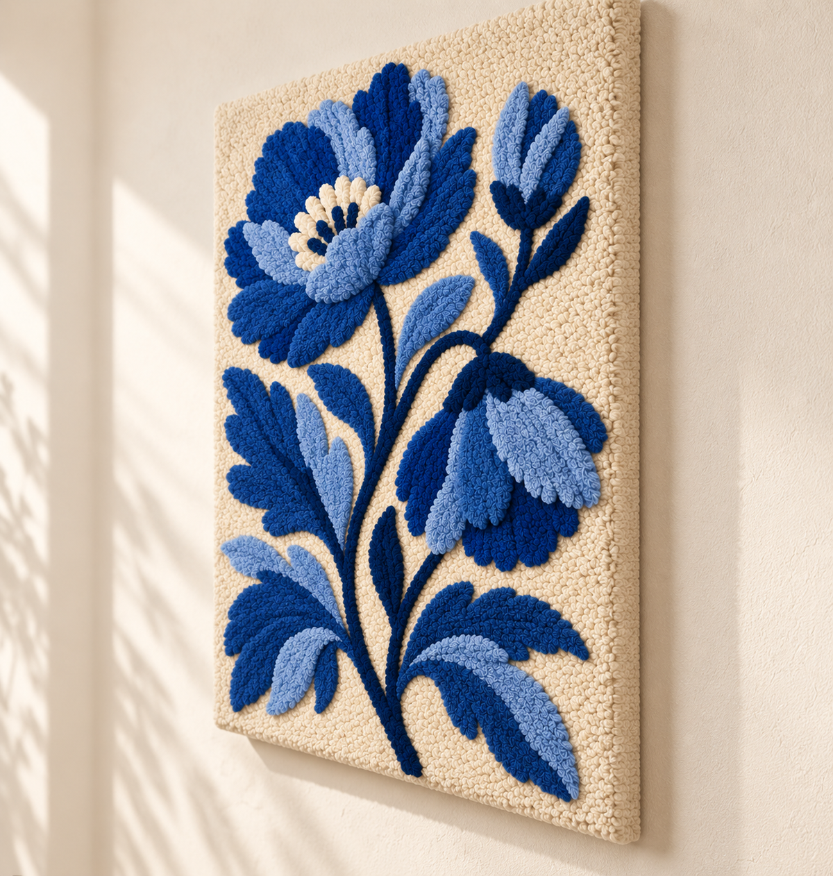Porcelain Blue Peony — angled relief view