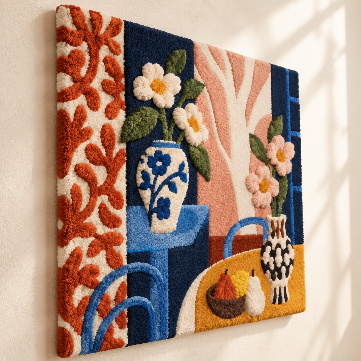 Porcelain in the Flower Room — angled relief view