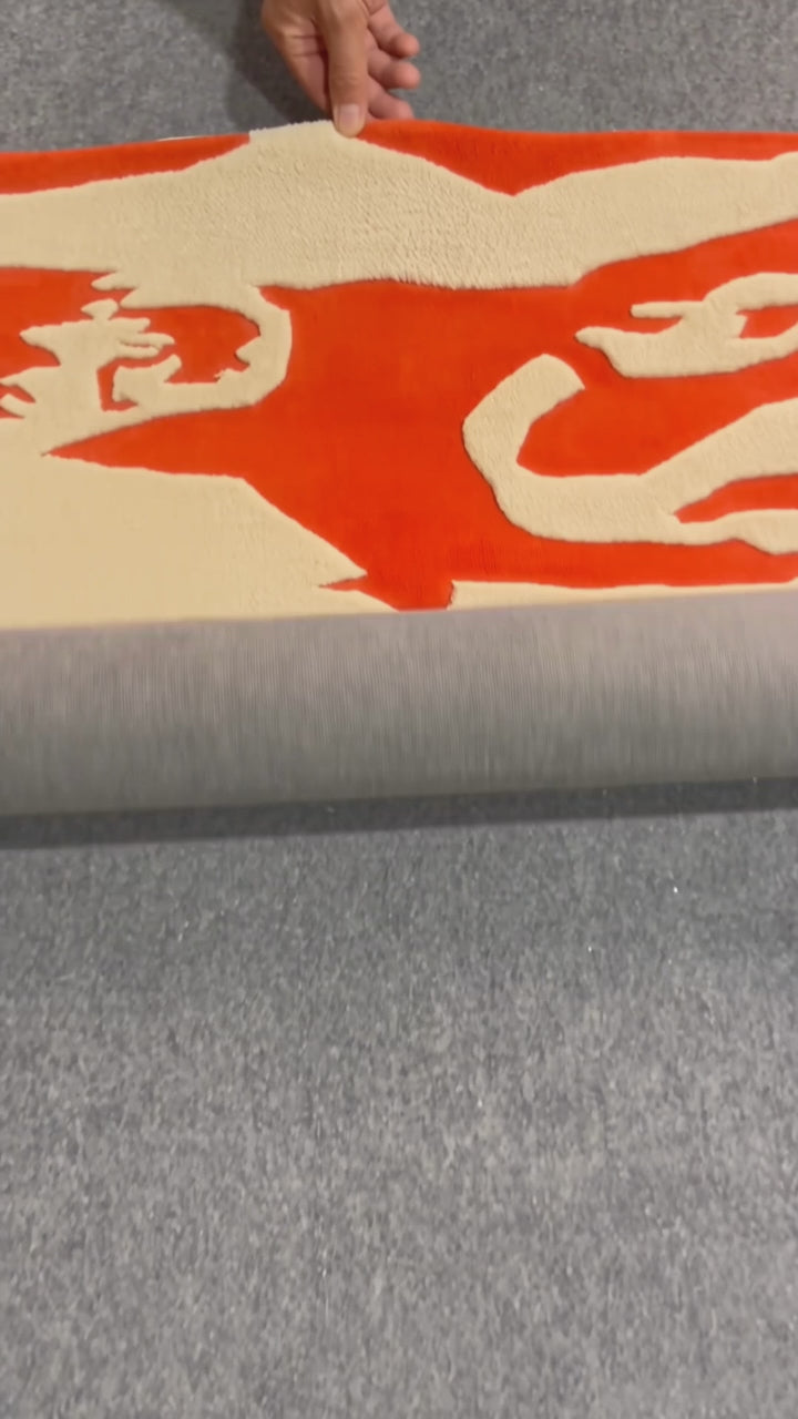 White horses on crimson