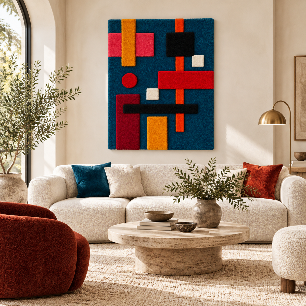 Hewn Earth Primary Beam Constellation wall art, geometric constellation design displayed on a room wall for modern decor.