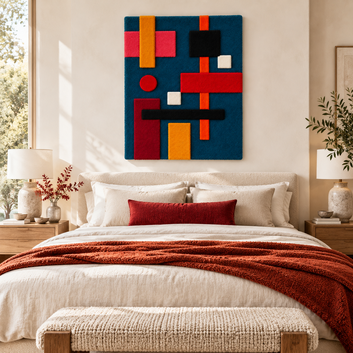 Hewn Earth Primary Beam Constellation wall art featuring a celestial star pattern on a neutral-toned background.