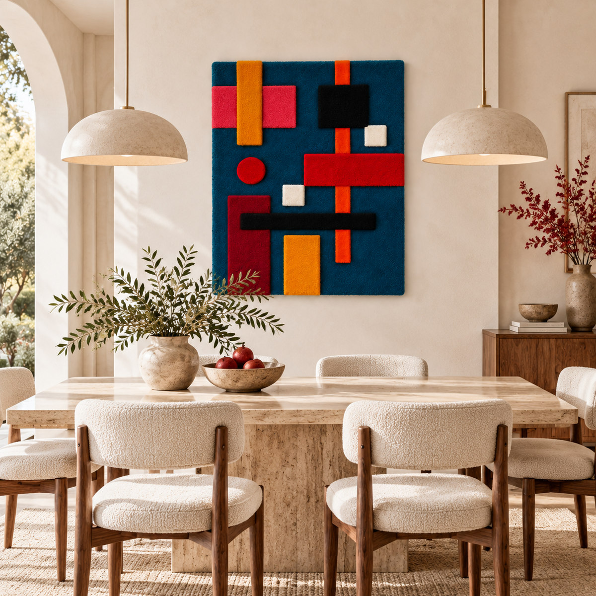 Hewn Earth Primary Beam Constellation wall art displayed in a modern room scene, showcasing celestial-inspired geometric design.