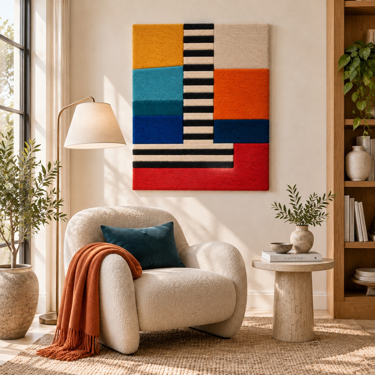 Primary Blocks with a Striped Spine — front-facing room scene [room-front]