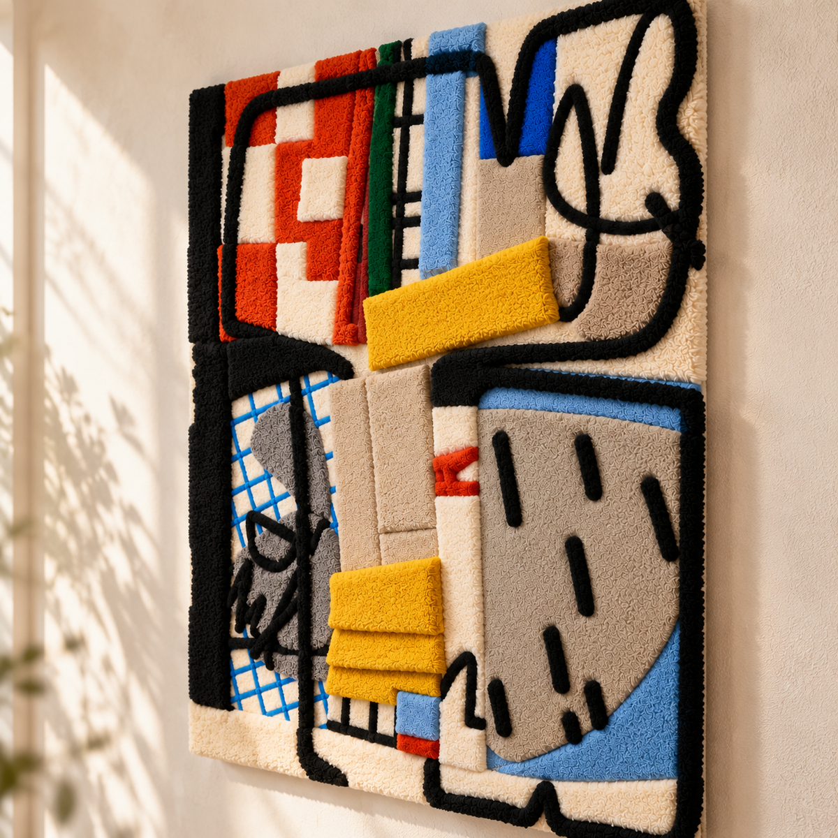 Primary Line Collage by Hewn Earth Studio — angled relief view