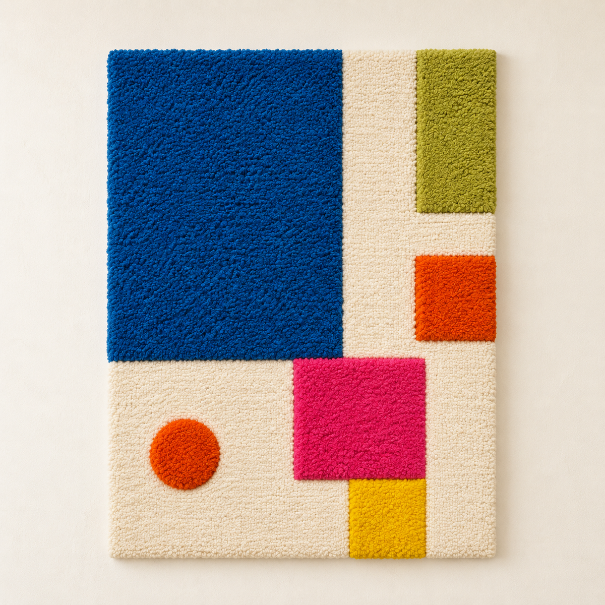 Hewn Earth Primary Play Blocks wall art featuring colorful geometric shapes on a light background.