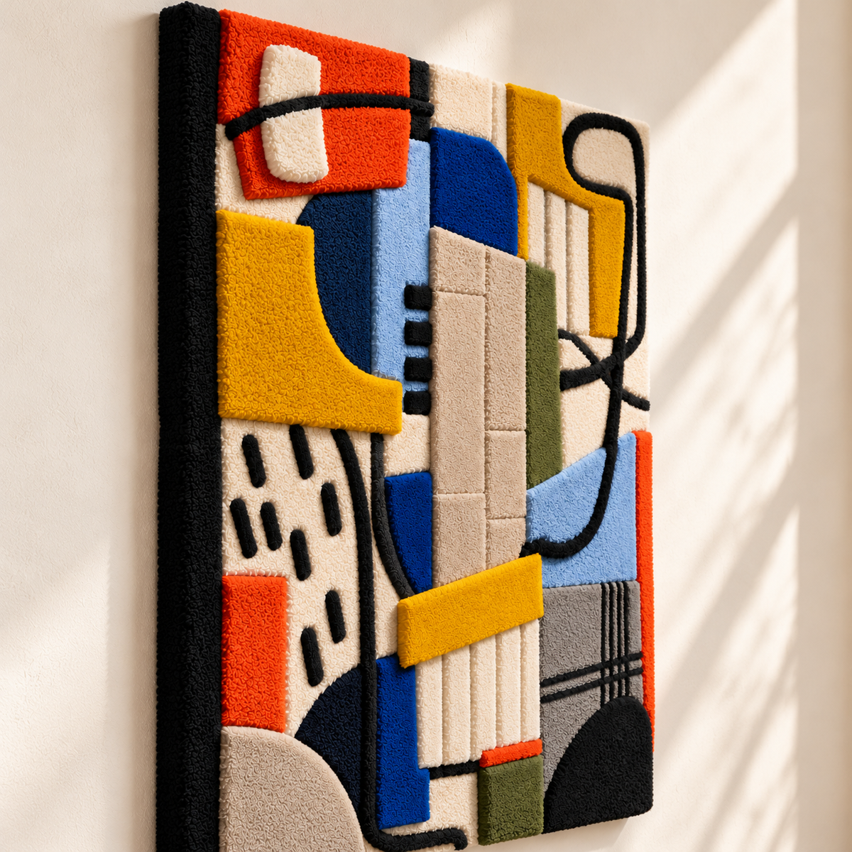 Primary Rhythm Lines by Hewn Earth Studio — angled relief view