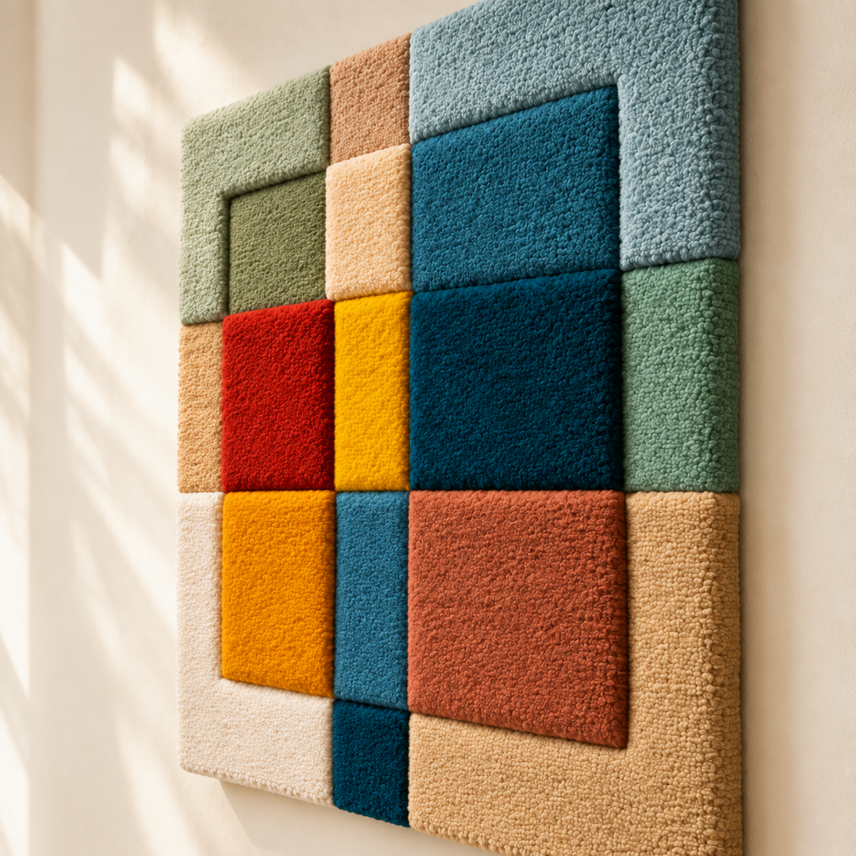 Hewn Earth prism window wall art in earth tones, showcasing a geometric 3D design with warm, natural colors for modern home decor.