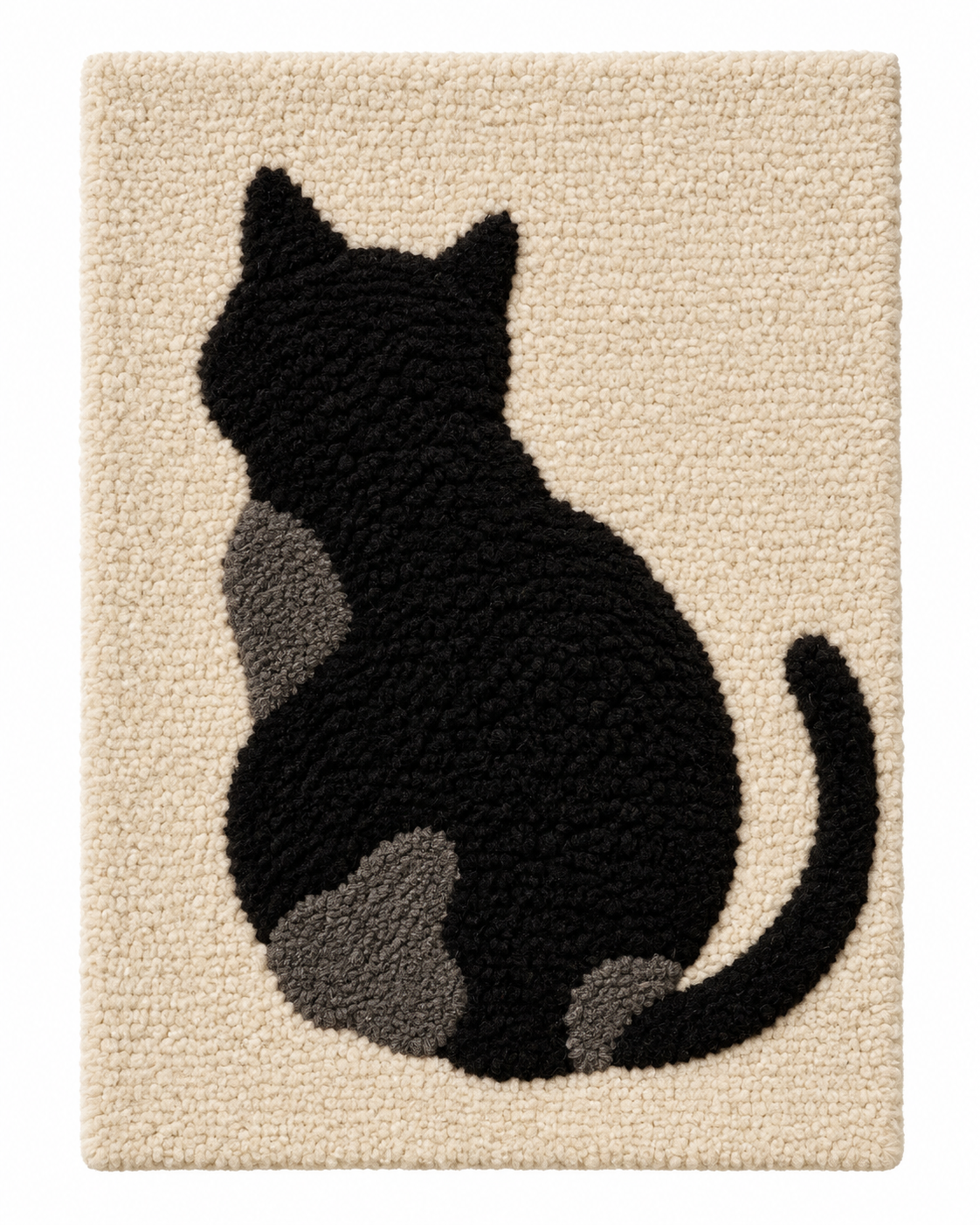 Hewn Earth Quiet Cat silhouette wall art, black feline outline on a plain background, decorative cat wall decor piece.