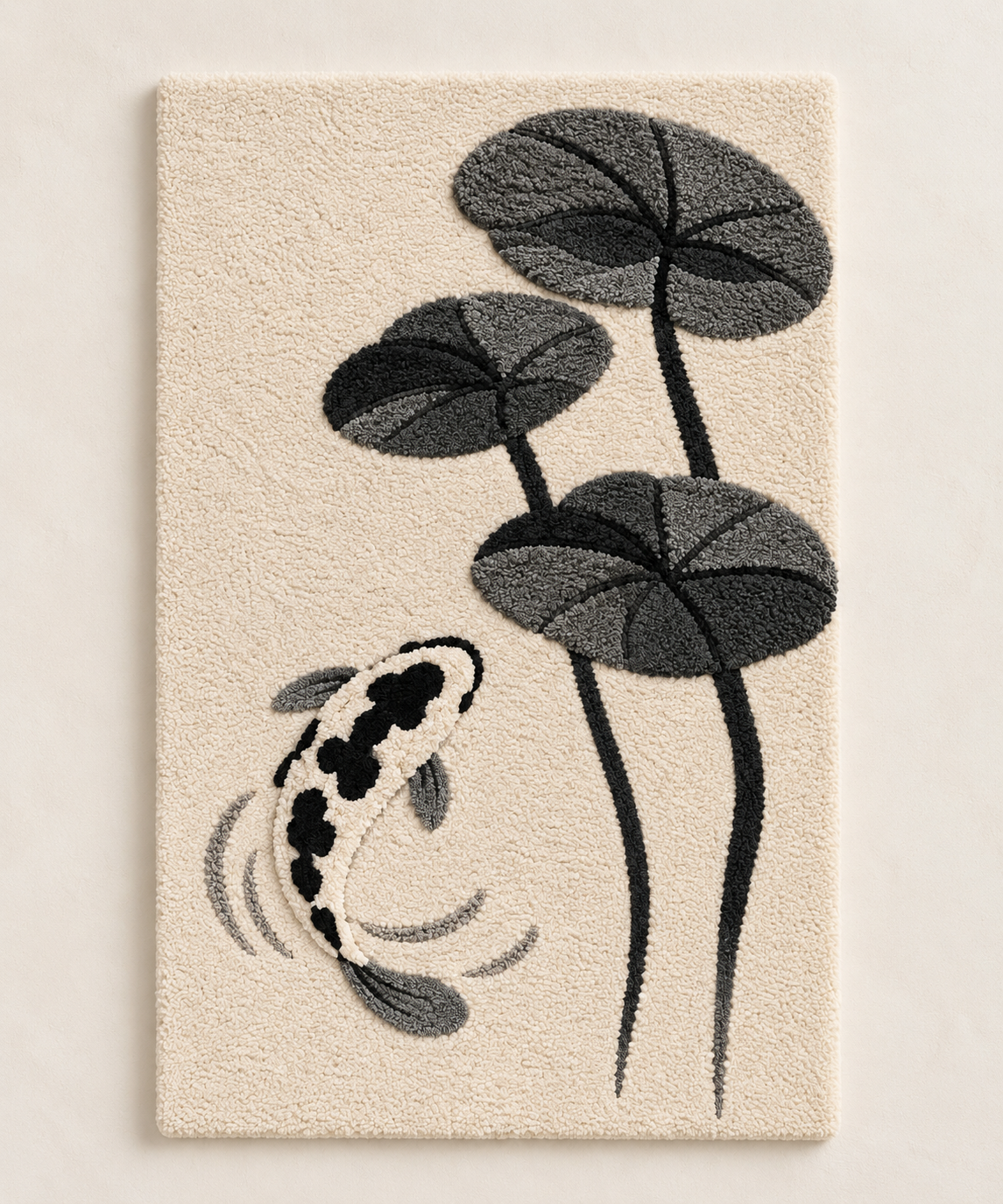 Hewn Earth Quiet Koi and Lotus wall art depicting koi fish and lotus flowers in a serene, nature-inspired design.