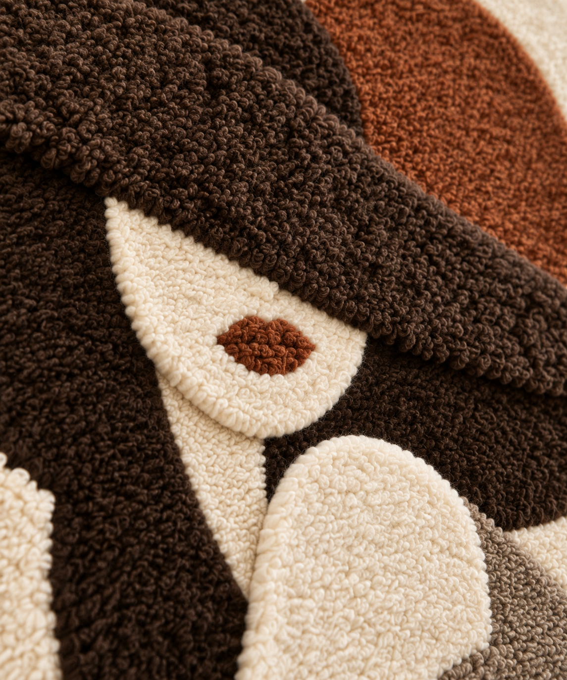 Quiet Muse beneath Umber Brim — tufted wool texture detail