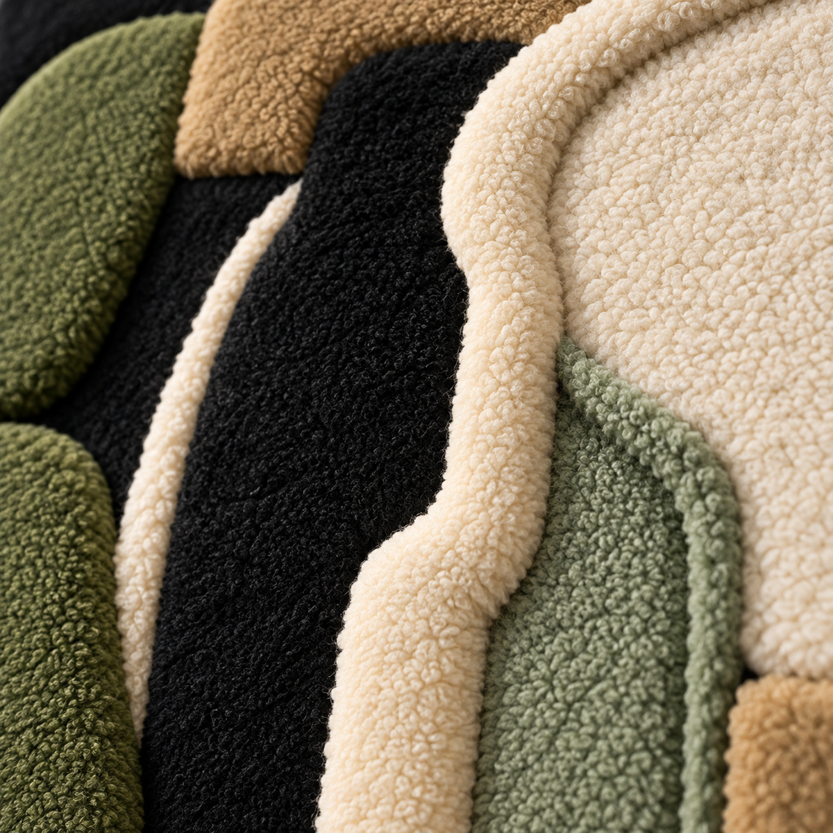 Quiet Olive Monoliths — tufted wool texture detail