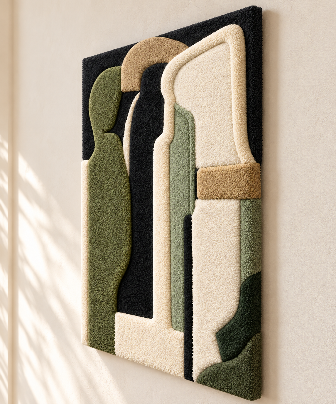 Quiet Olive Monoliths — angled relief view