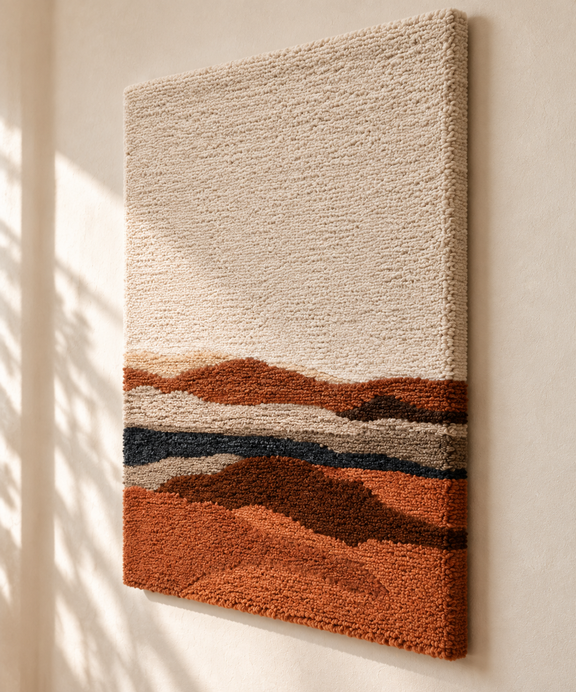 Quiet Terracotta Horizon — angled relief view
