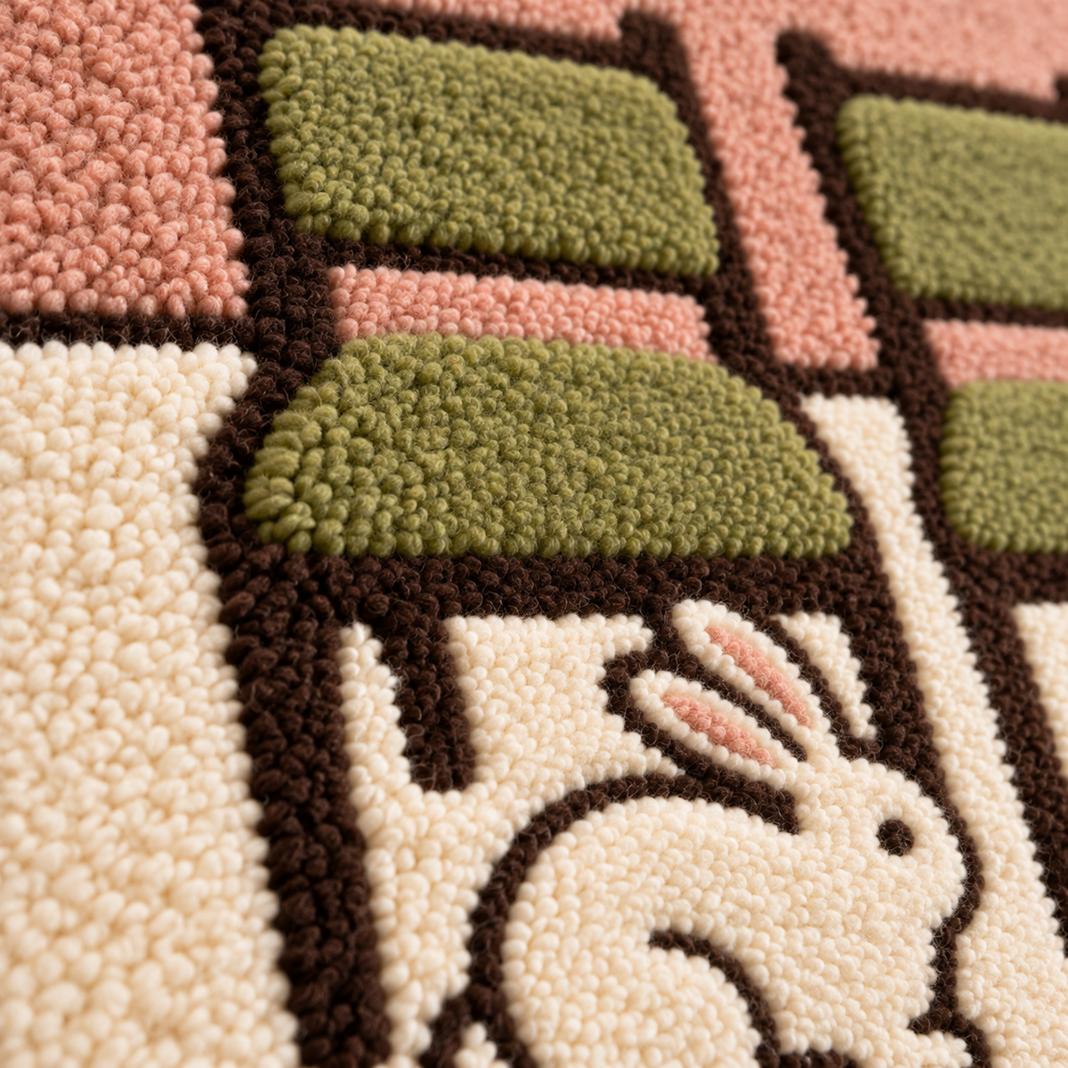 Rabbit Beneath the Green Chairs — tufted wool texture detail