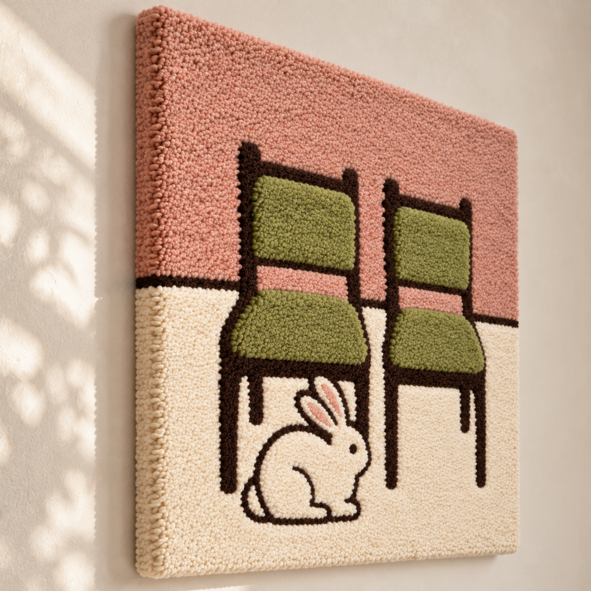 Rabbit Beneath the Green Chairs — angled relief view