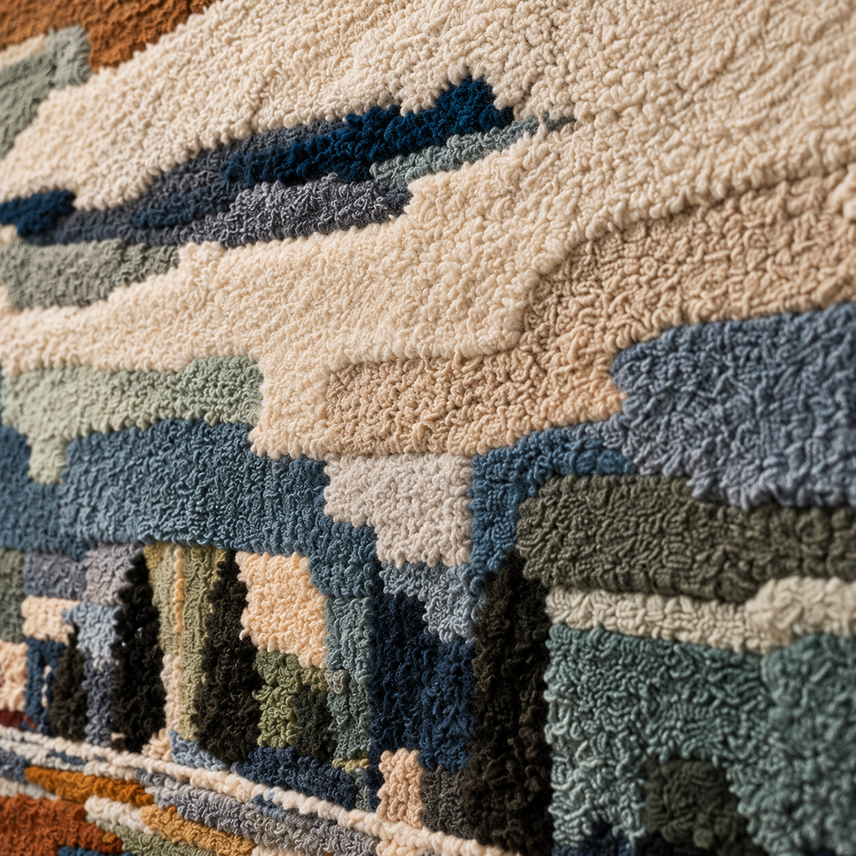 Rain on the Harbour Road — tufted wool texture detail