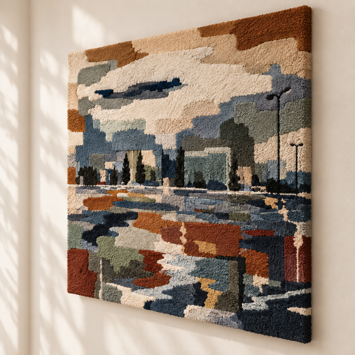 Rain on the Harbour Road — angled relief view