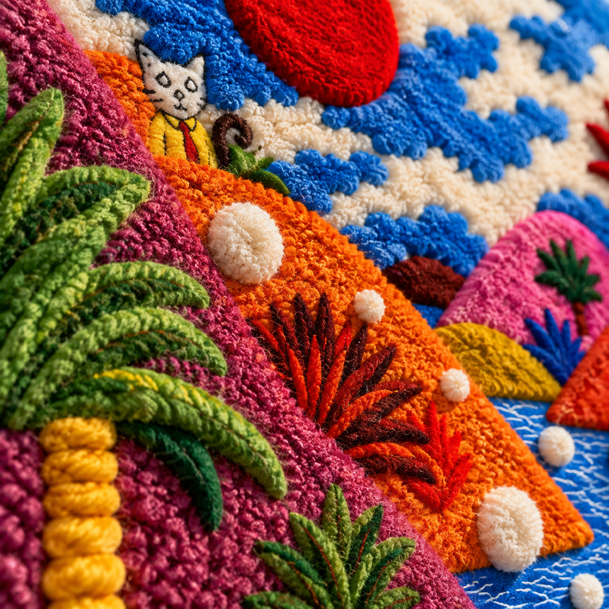 Rainbow Valley Moonrise — tufted wool texture detail
