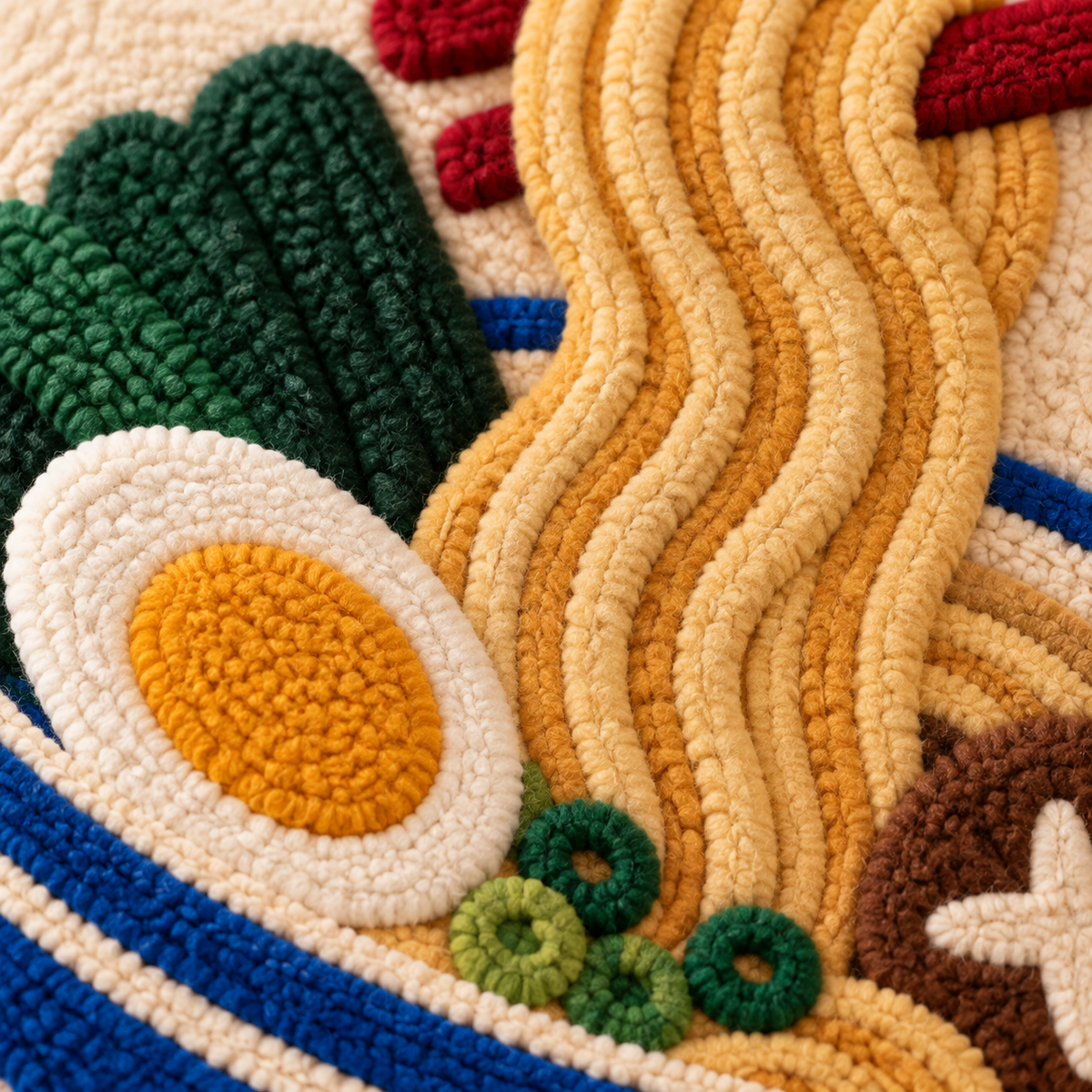 Ramen Noodle Lift — tufted wool texture detail