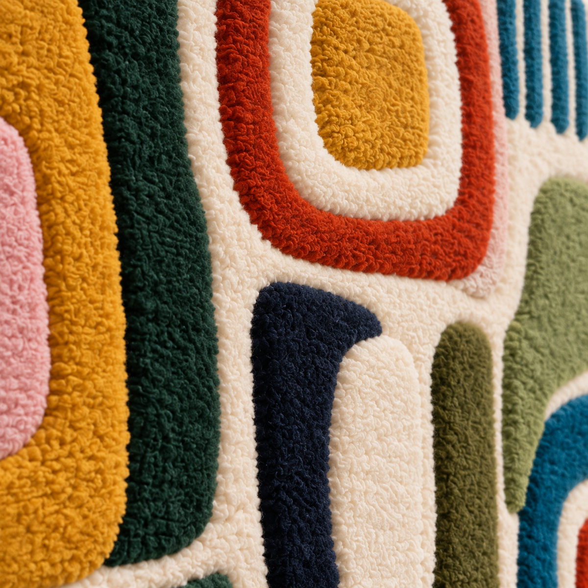 Retro Window Waltz — tufted wool texture detail
