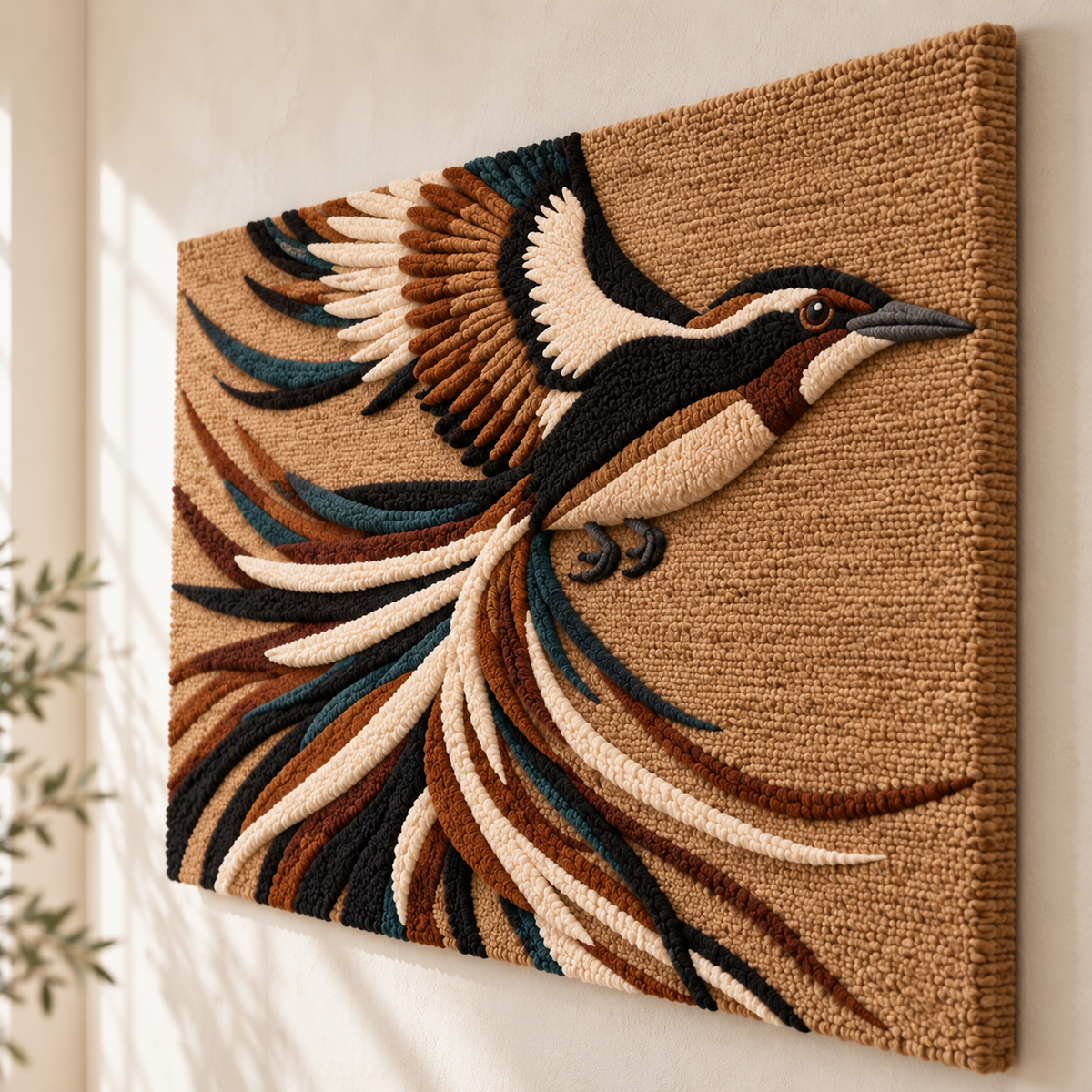 Hewn Earth Ribbon Tail in Flight wall art featuring a flowing ribbon tail design against a neutral background.
