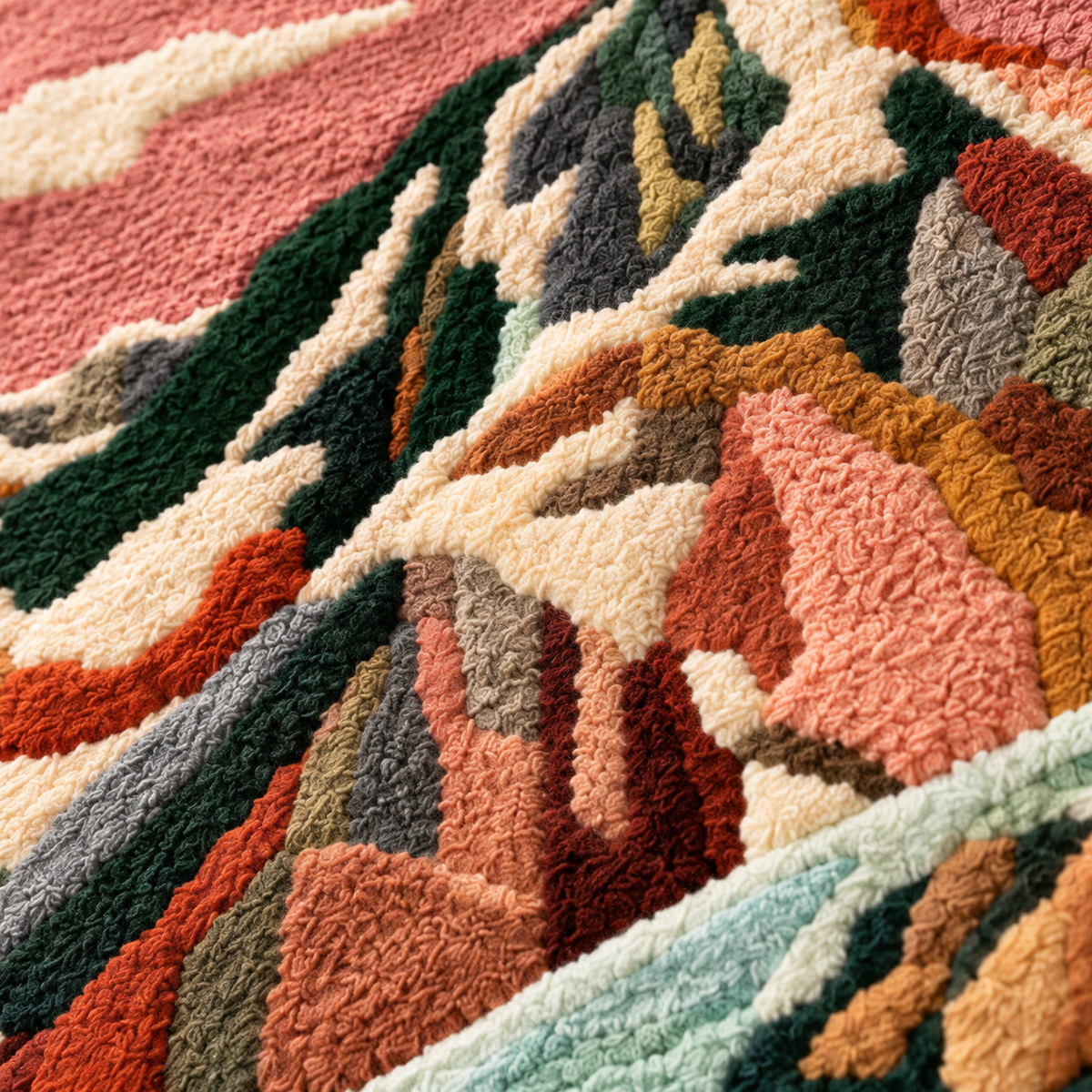 River Below the Rose Summit — tufted wool texture detail