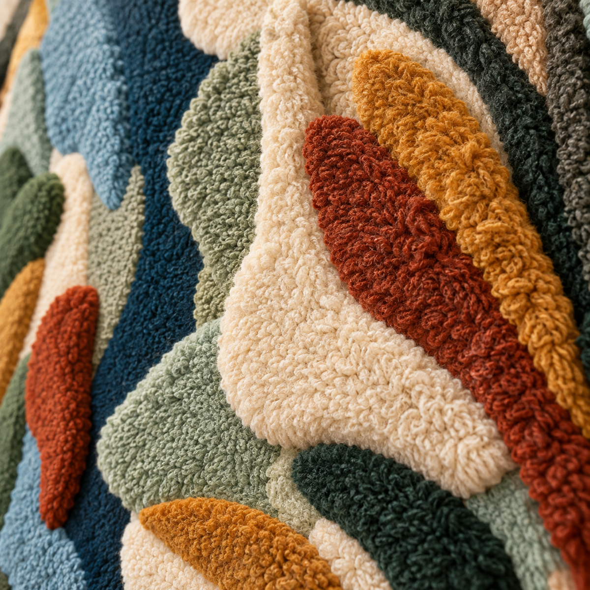 River Through Autumn Leaves — tufted wool texture detail