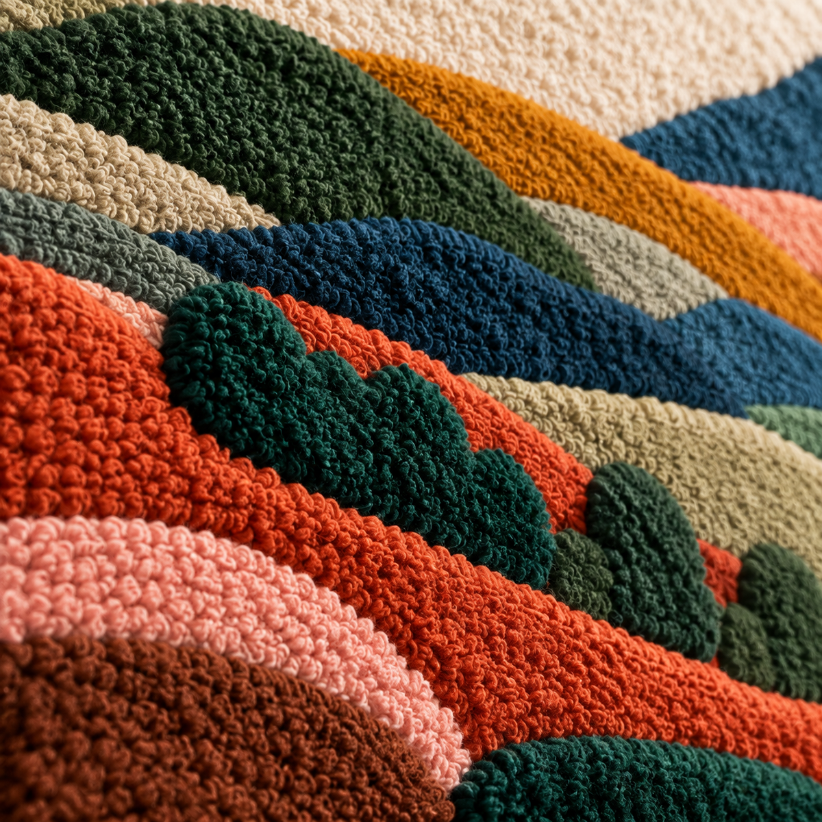 Rolling Earth Valley — tufted wool texture detail
