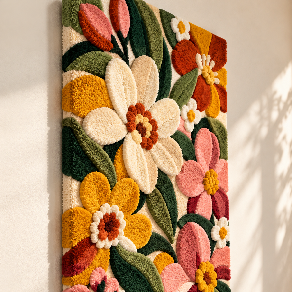 Rose and Marigold Meadow by Hewn Earth Studio — angled relief view